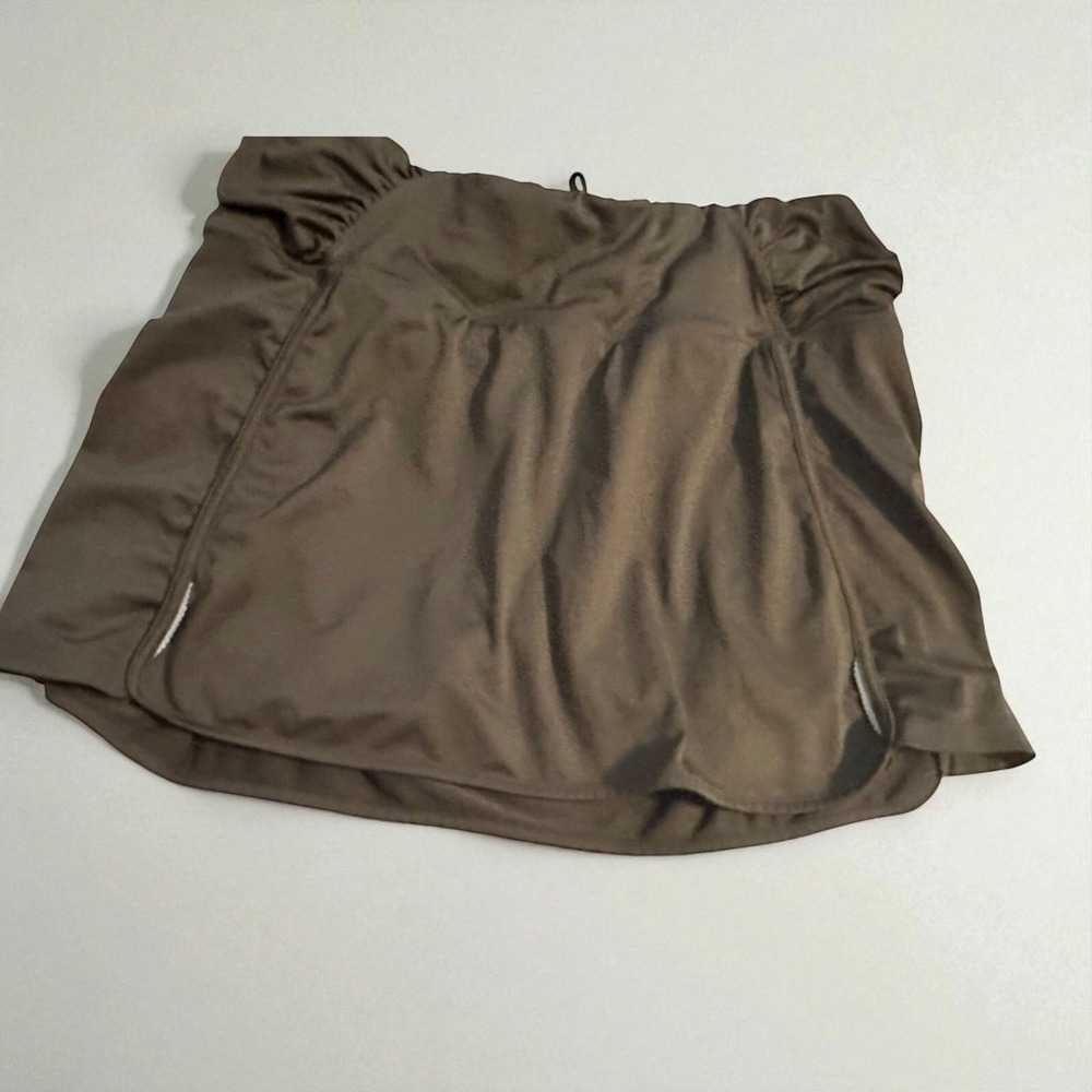 Athleta XL Brown Ruched Active Skort With‎ Built-In Shorts & Side Slits